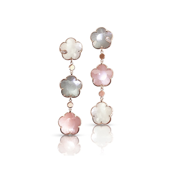 Pasquale Bruni 18k Rose Gold 0.06cttw Diamond and 22.32cttw Moonstone Bouquet Lunaire Earrings