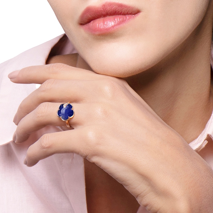 Pasquale Bruni Petit Joli Ring in 18ct Rose Gold with Rock Crystal and Lapis Lazuli doublet and Diamonds