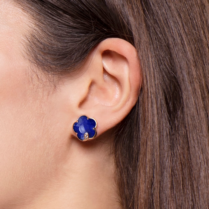 Pasquale Bruni Petit Joli Earrings in18ct Rose Gold with Rock Crystal and Lapis Lazuli doublet and Diamonds