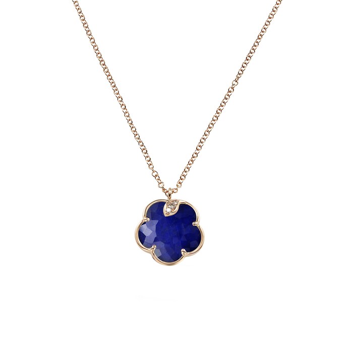 Pasquale Bruni Petit Joli Necklace in 18ct Rose Gold with Rock Crystal and Lapis Lazuli doublet and Diamonds