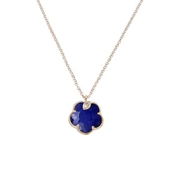 12920612 - Petit Joli Necklace in 18ct Rose Gold with Rock Crystal and Lapis Lazuli doublet and Diamonds