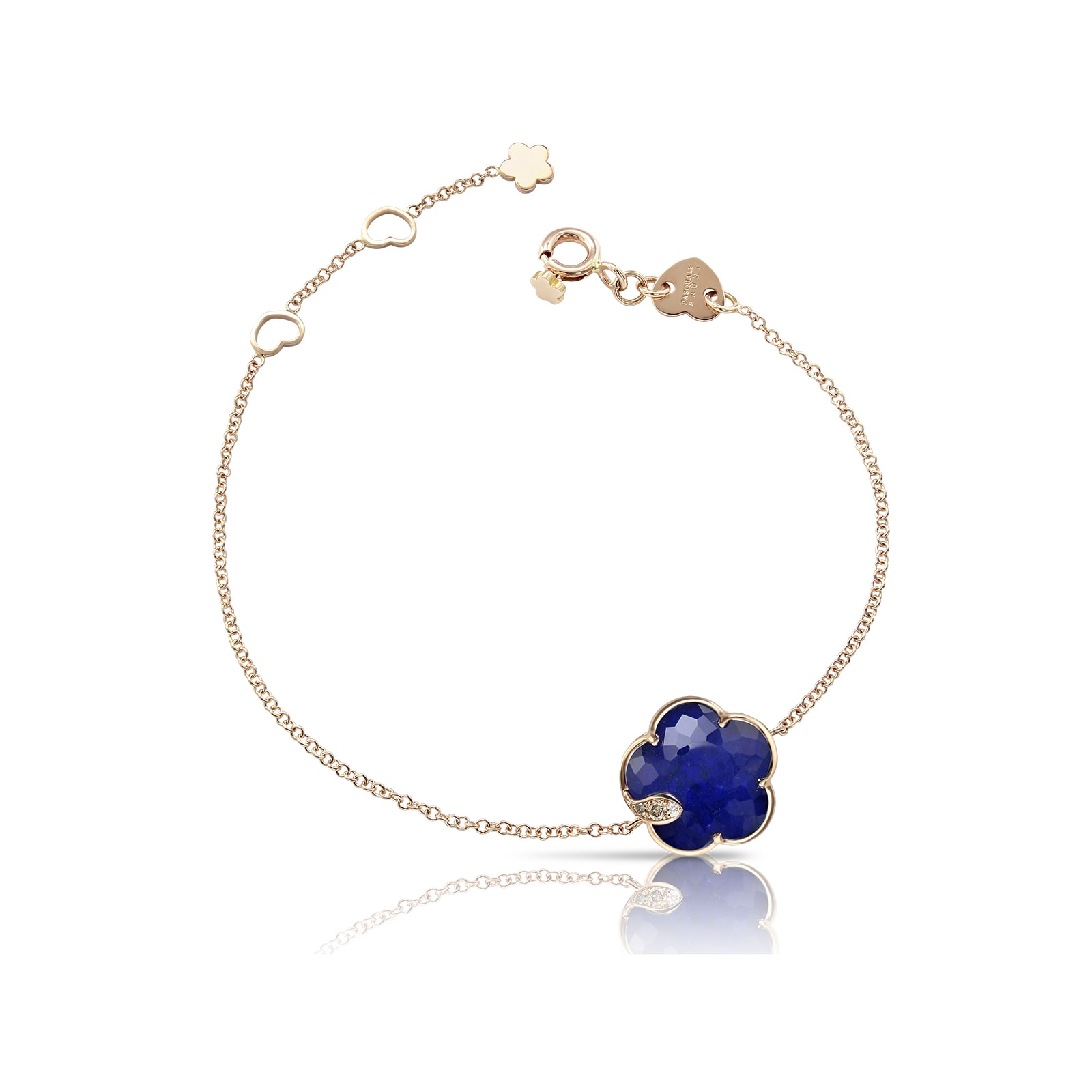 Petit Joli Bracelet in 18ct Rose Gold with Rock Crystal and Lapis Lazuli doublet and Diamonds
