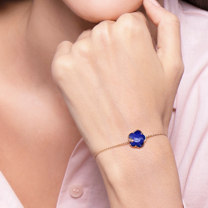 Pasquale Bruni Petit Joli Bracelet in 18ct Rose Gold with Rock Crystal and Lapis Lazuli doublet and Diamonds