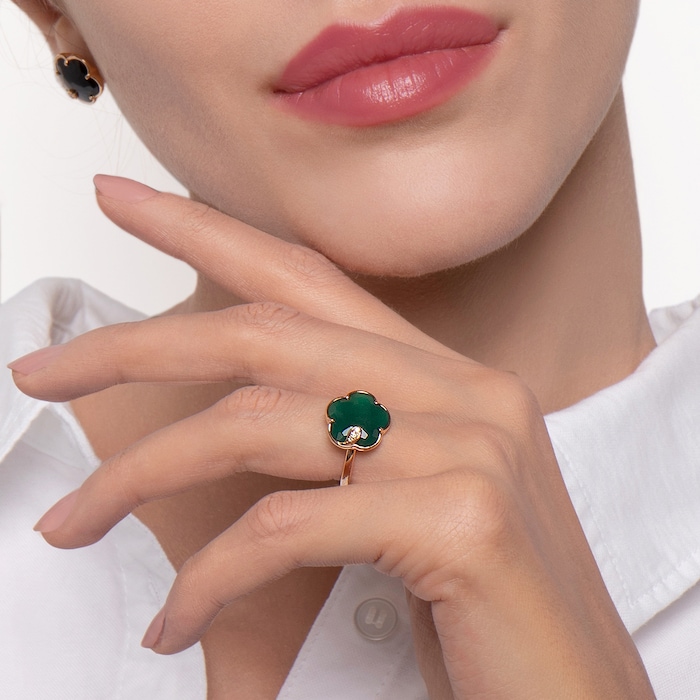 Pasquale Bruni Petit Joli Ring in 18ct Rose Gold with Green Agate and Diamonds