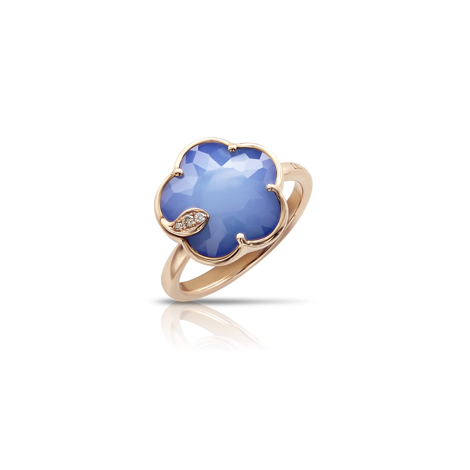 Petit Joli Ring in 18ct Rose Gold with Blue Moon and Diamonds - Ring Size L