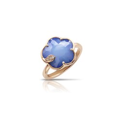 12920616 - Petit Joli Ring in 18ct Rose Gold with Blue Moon and Diamonds