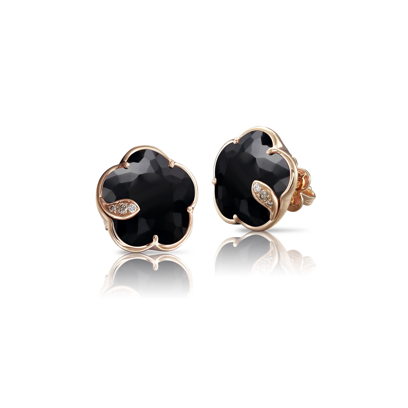 Petit Joli Earrings in 18ct Rose Gold with Onyx and Diamonds