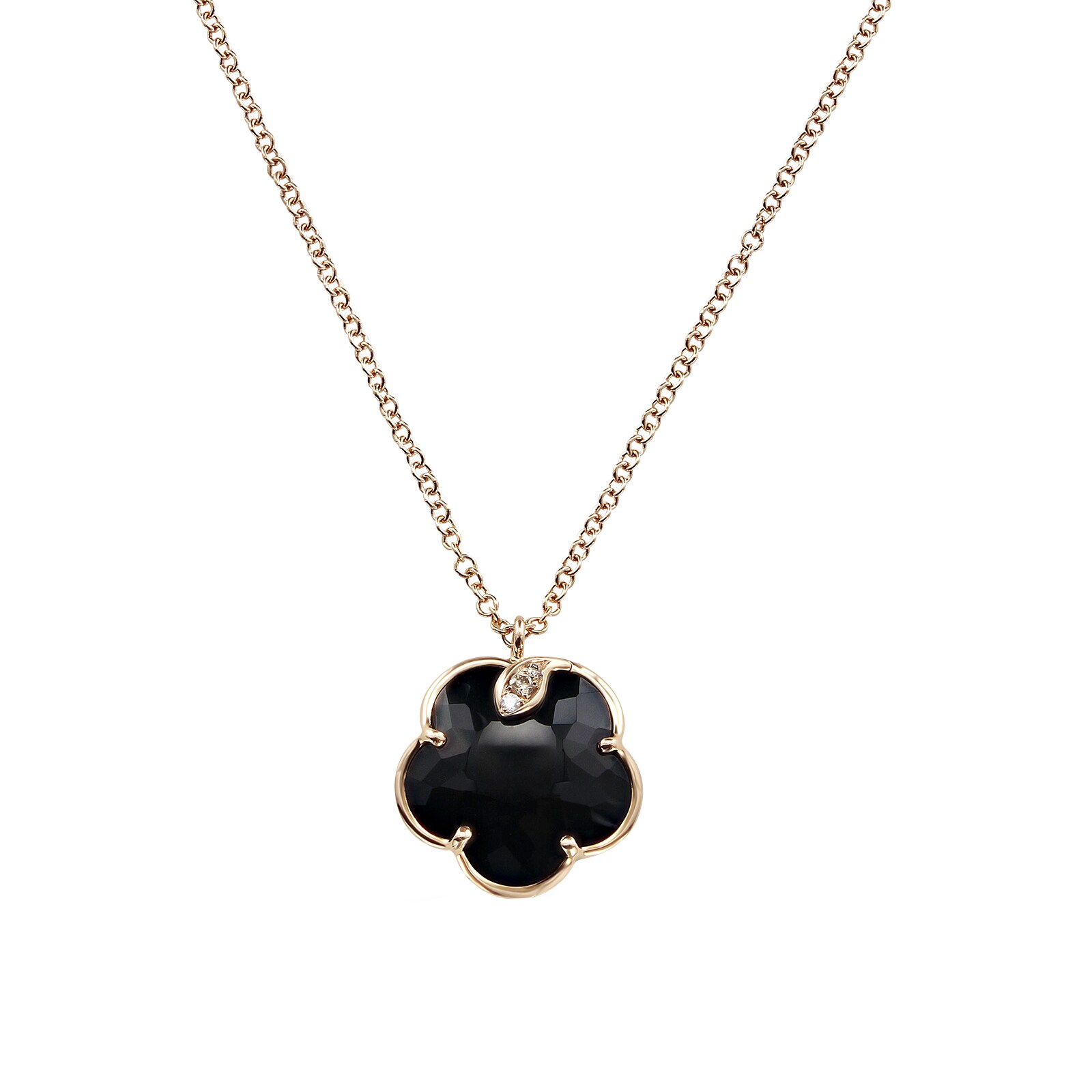 Petit Joli Necklace in 18ct Rose Gold with Onyx and Diamonds