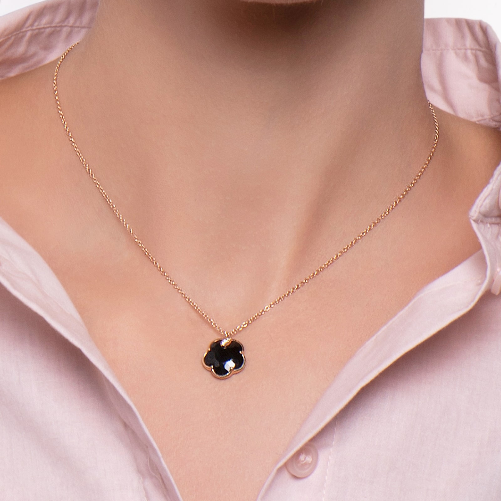 Pasquale Bruni Petit Joli Necklace in 18ct Rose Gold with Onyx and Diamonds