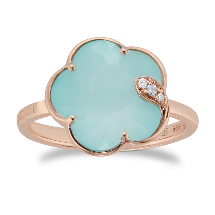 Pasquale Bruni Petit Joli Ring in 18ct Rose Gold with Sea Moon gem and Diamonds