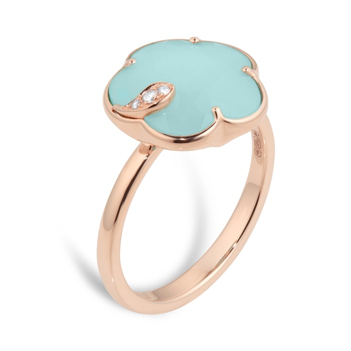 Pasquale Bruni Petit Joli Ring in 18ct Rose Gold with Sea Moon gem and Diamonds