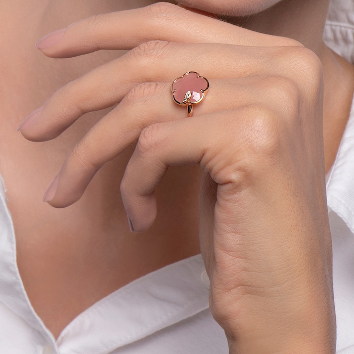 Pasquale Bruni Petit Joli Ring in 18ct Rose Gold with Pink Chalcedony and Diamonds