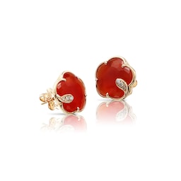 12920627 - Petit Joli Earrings in 18ct Rose Gold with Carnelian and Diamonds