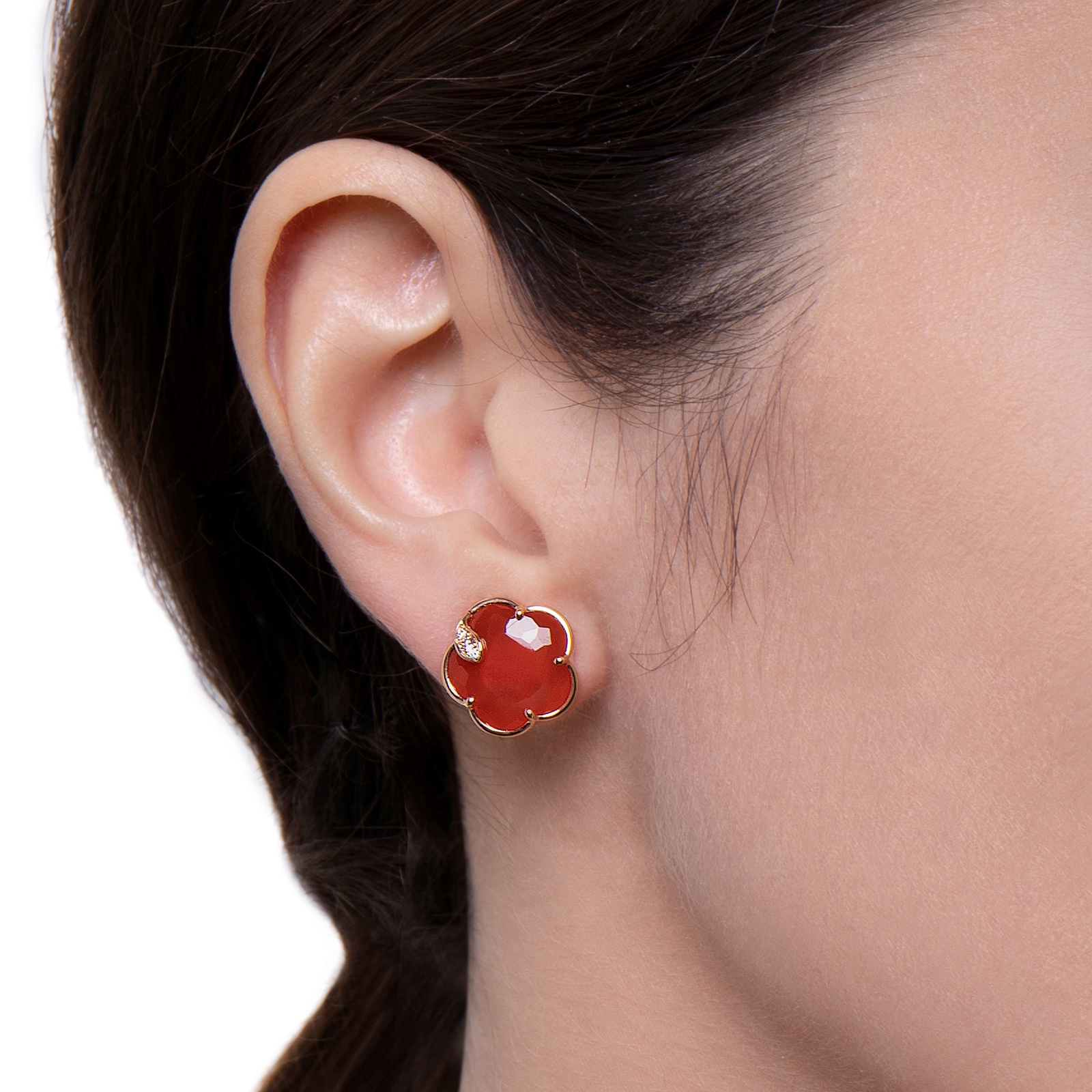 Pasquale Bruni Petit Joli Earrings in 18ct Rose Gold with Carnelian and Diamonds Pasquale Bruni Petit Joli Earrings in 18ct Rose Gold with Carnelian and Diamonds