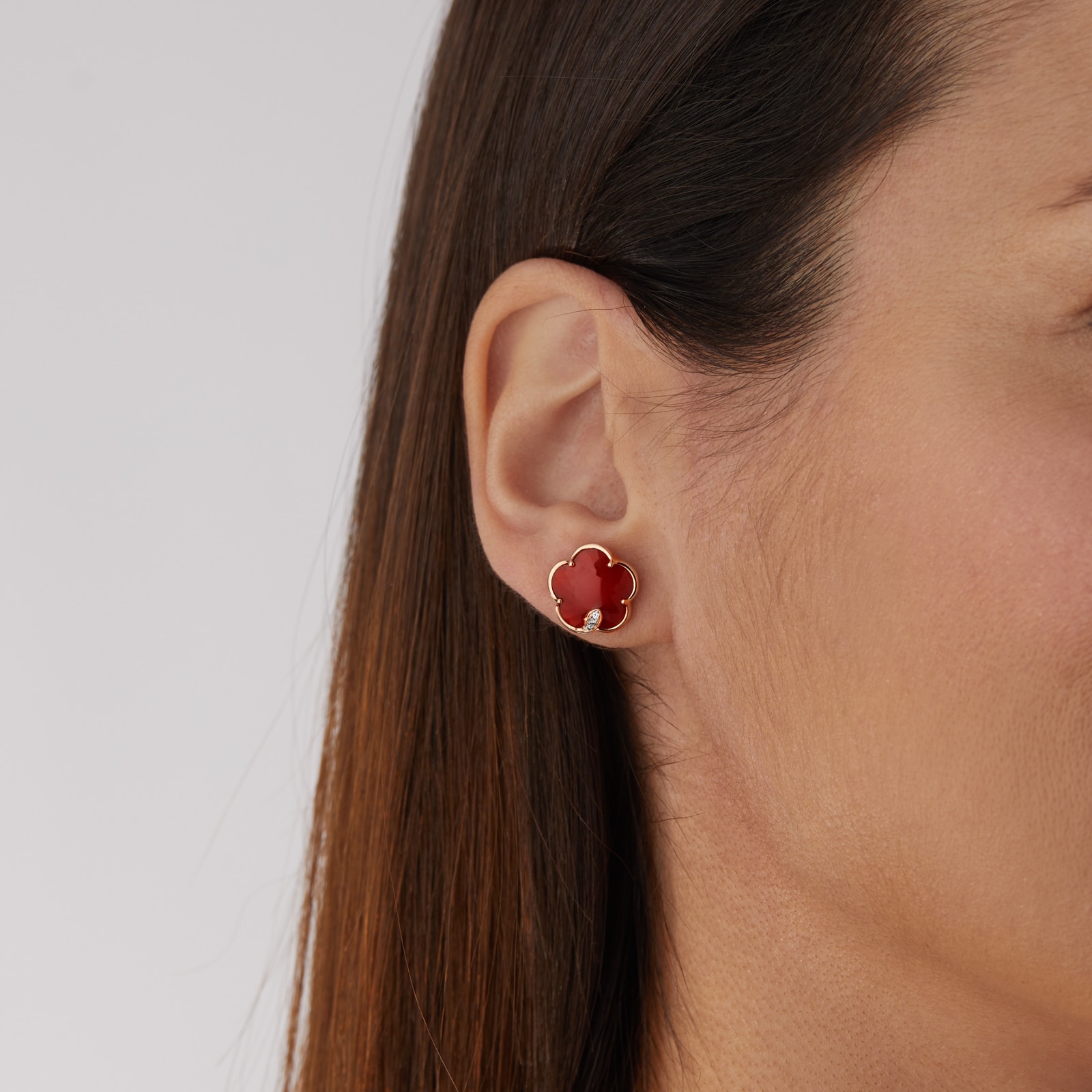Pasquale Bruni Petit Joli Earrings in 18ct Rose Gold with Carnelian and Diamonds Pasquale Bruni Petit Joli Earrings in 18ct Rose Gold with Carnelian and Diamonds