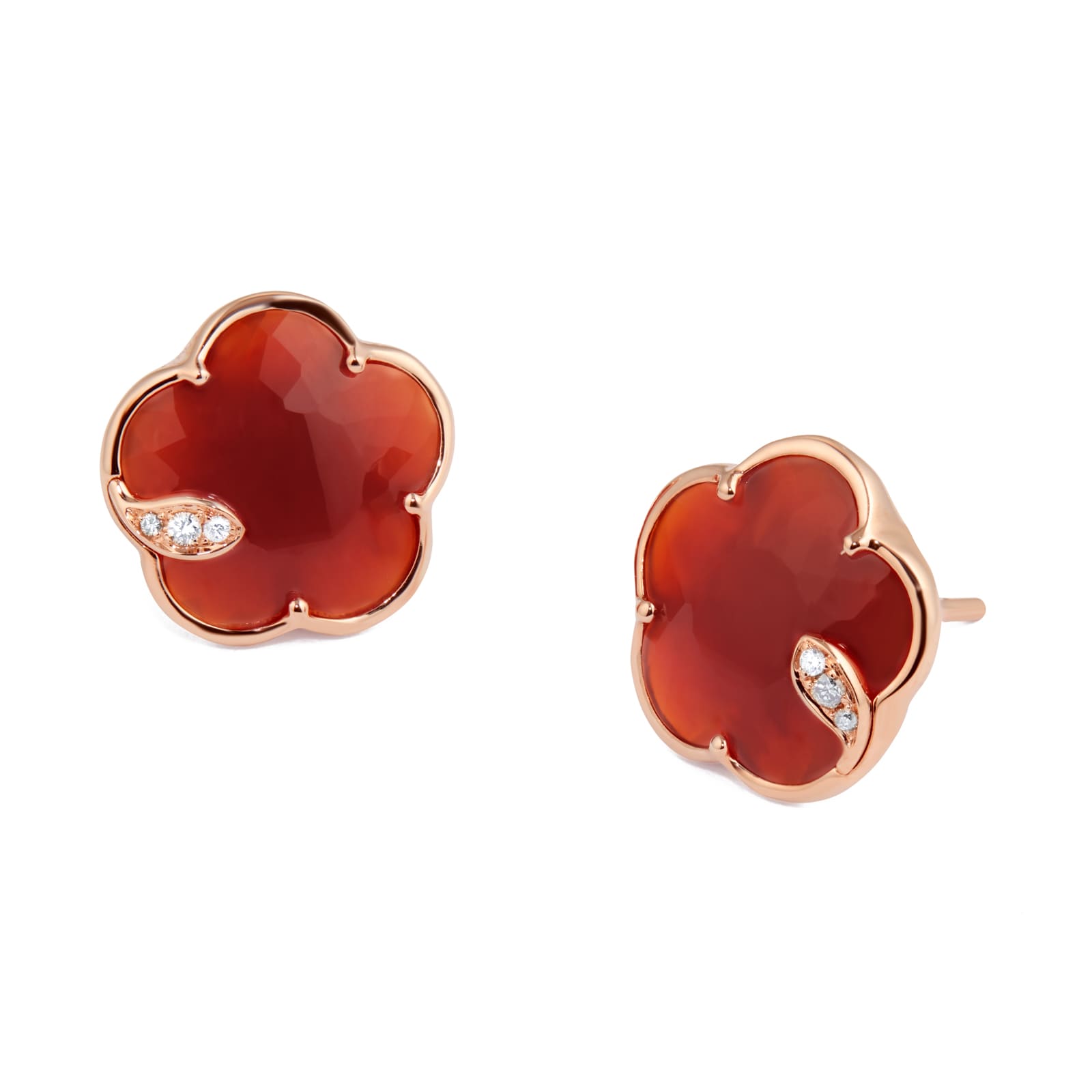 Pasquale Bruni Petit Joli Earrings in 18ct Rose Gold with Carnelian and Diamonds Pasquale Bruni Petit Joli Earrings in 18ct Rose Gold with Carnelian and Diamonds