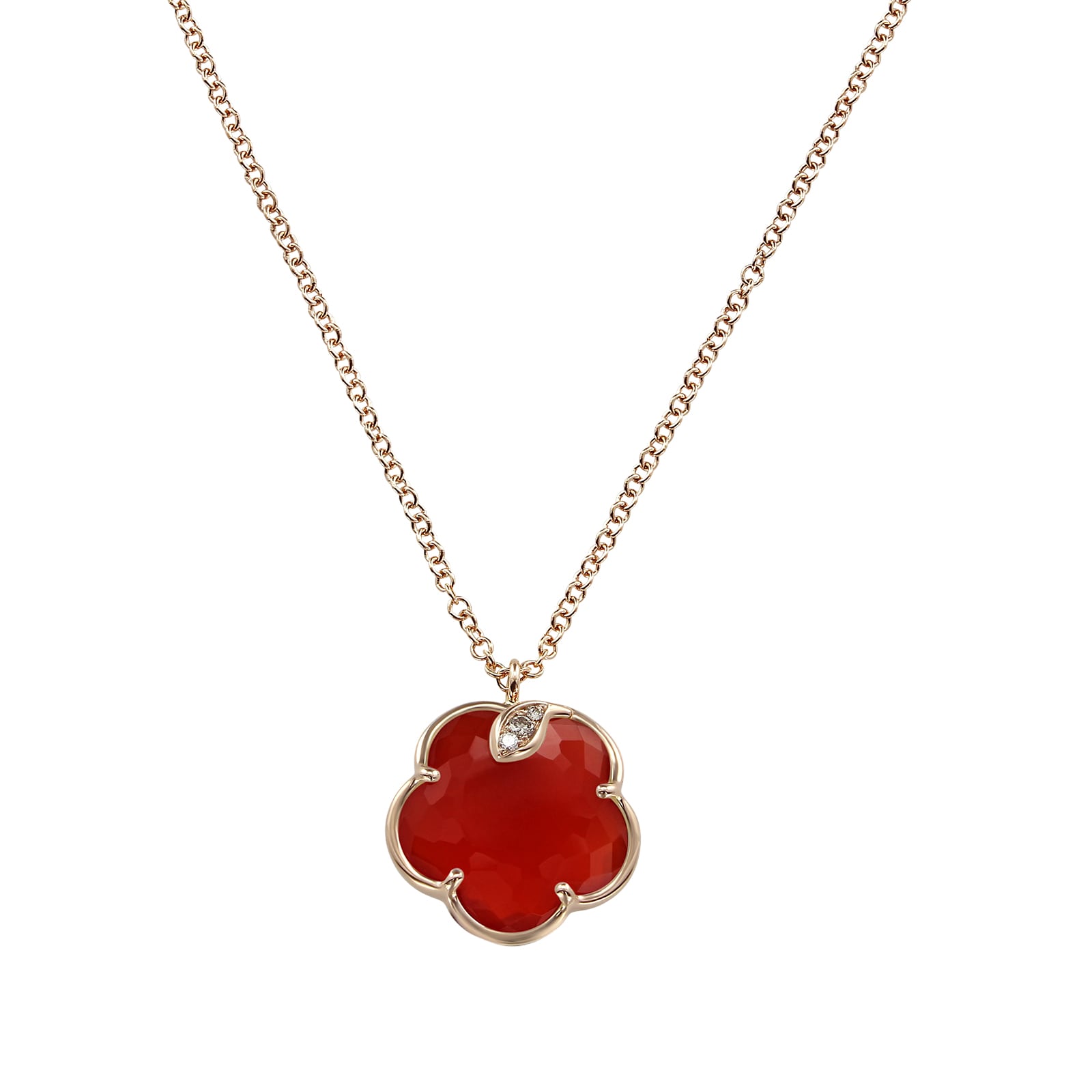 Petit Joli Necklace in 18ct Rose Gold with Carnelian and Diamonds