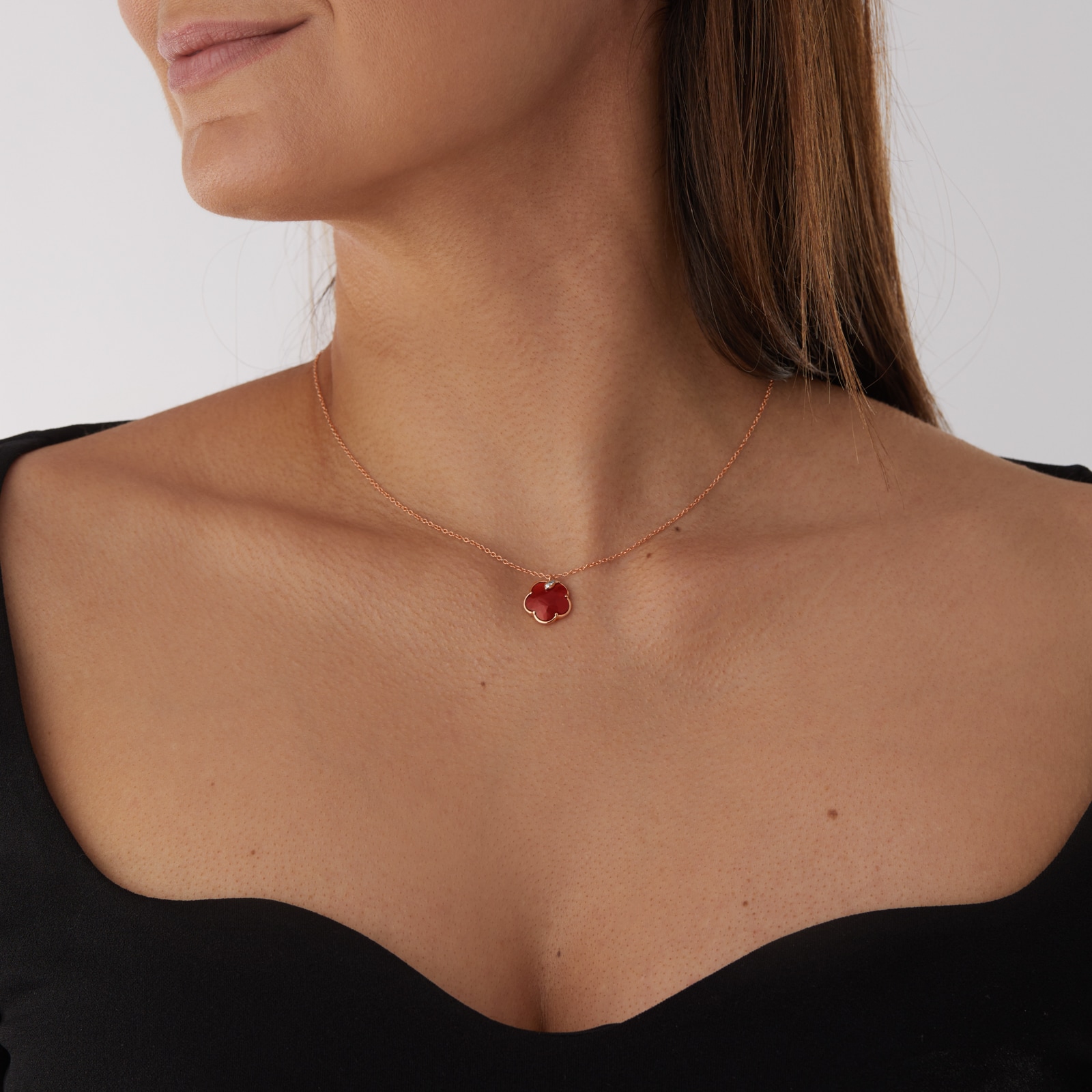 Pasquale Bruni Petit Joli Necklace in 18ct Rose Gold with Carnelian and Diamonds Pasquale Bruni Petit Joli Necklace in 18ct Rose Gold with Carnelian and Diamonds