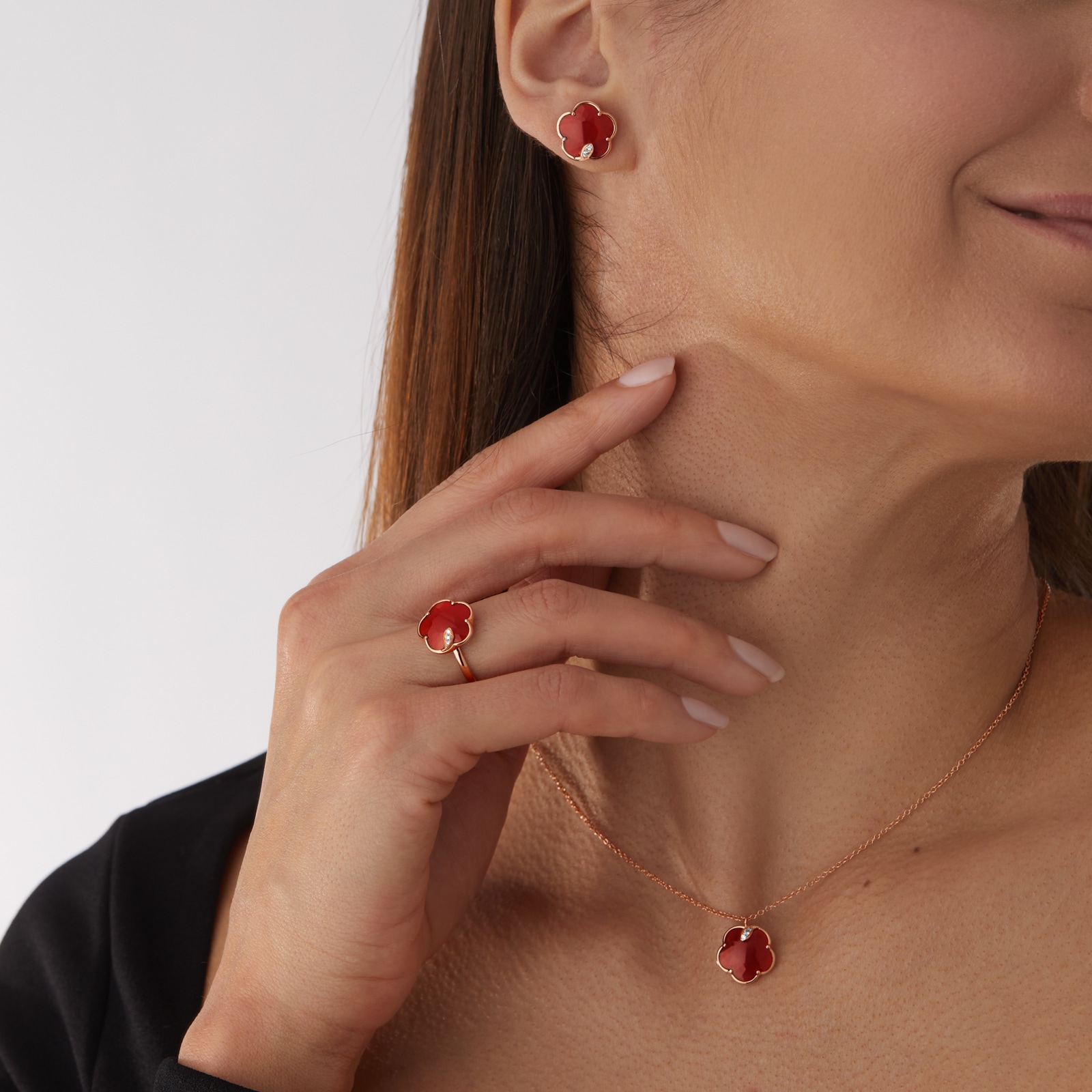 Pasquale Bruni Petit Joli Necklace in 18ct Rose Gold with Carnelian and Diamonds Pasquale Bruni Petit Joli Necklace in 18ct Rose Gold with Carnelian and Diamonds