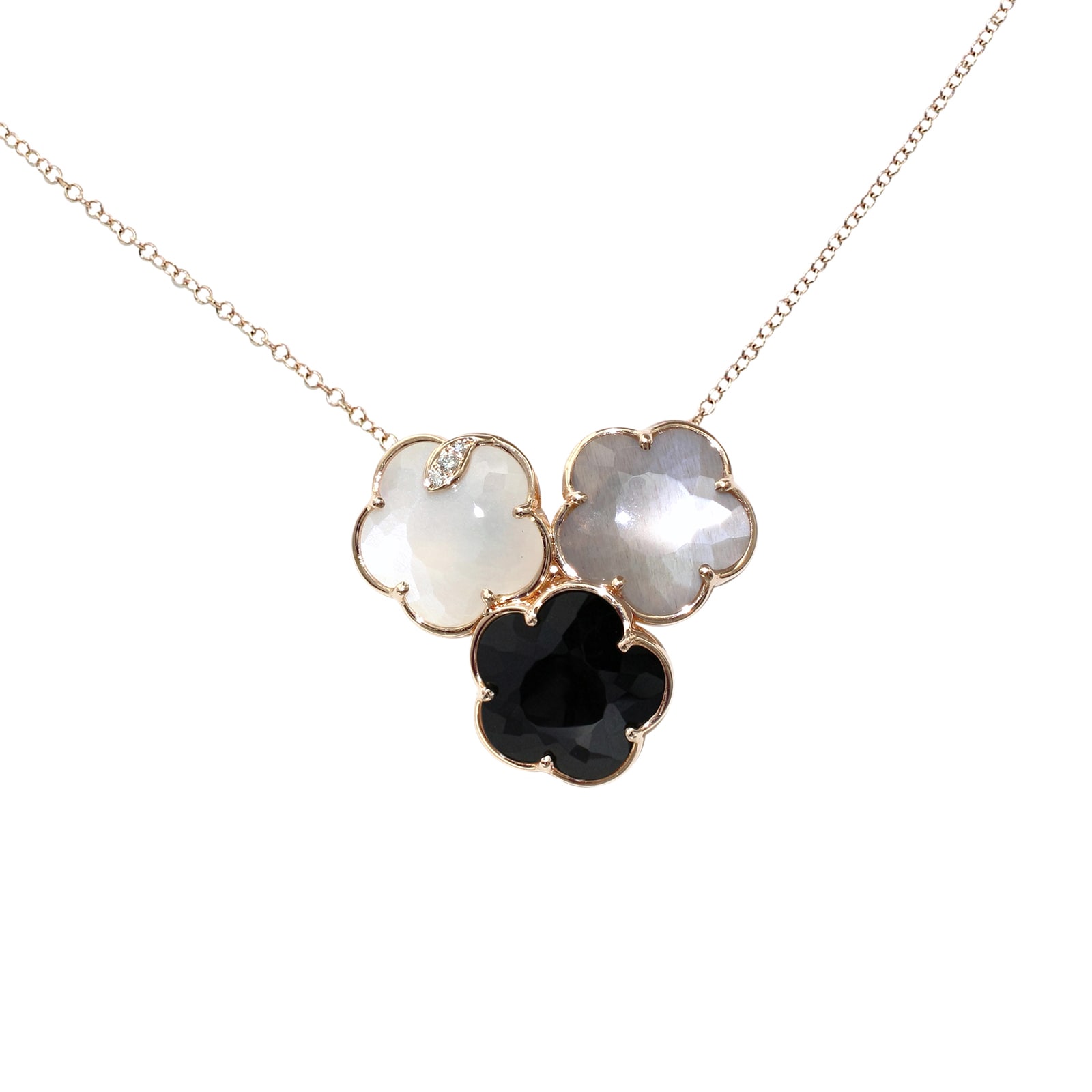 Pasquale Bruni Bouquet Lunaire Necklace in 18ct Rose Gold with Multistones and White Diamonds