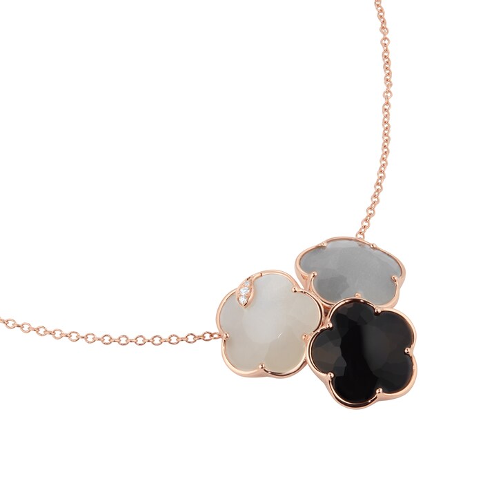 Pasquale Bruni Bouquet Lunaire Necklace in 18ct Rose Gold with Multistones and White Diamonds