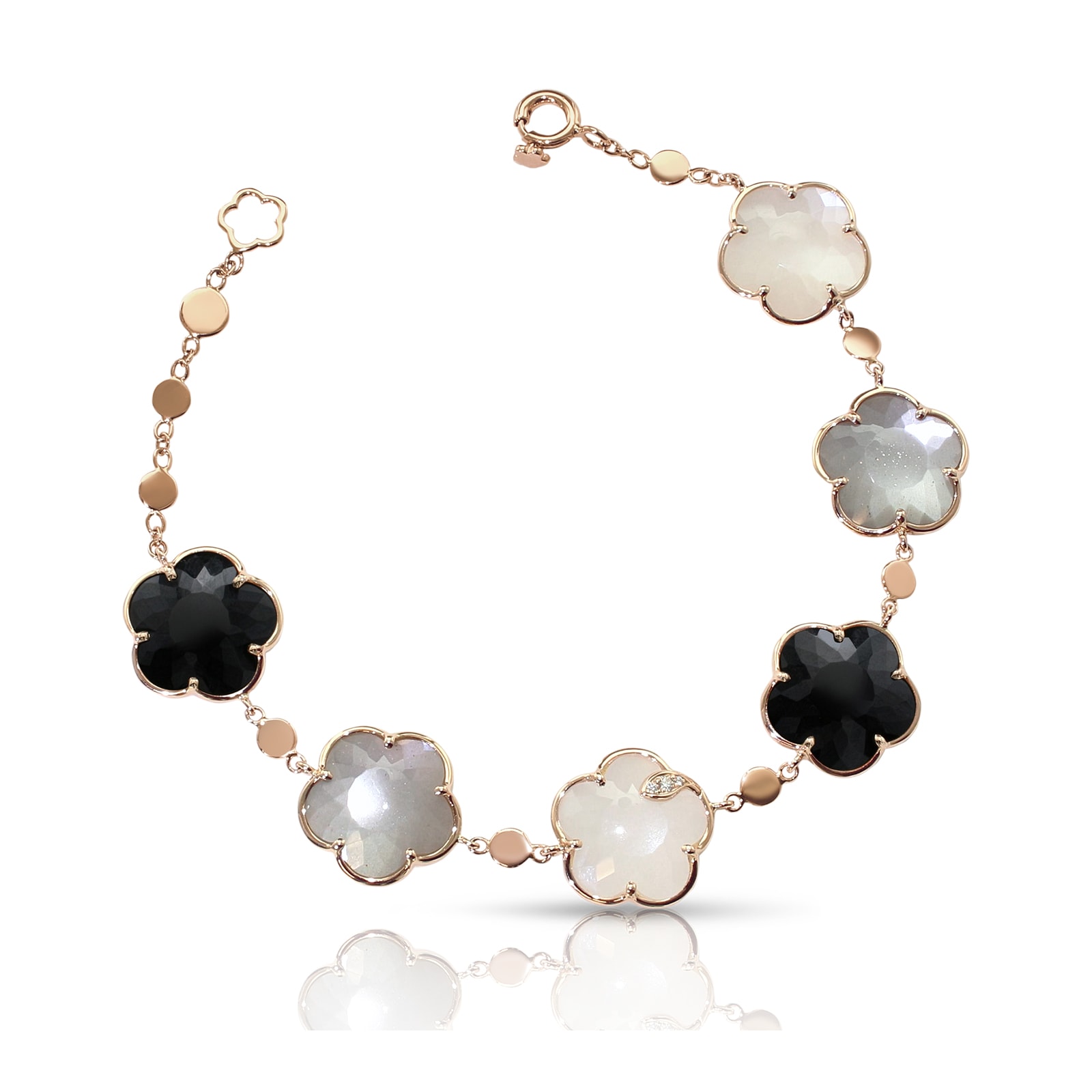 Bouquet Lunaire Bracelet in 18ct Rose Gold with Multistones and White Diamonds