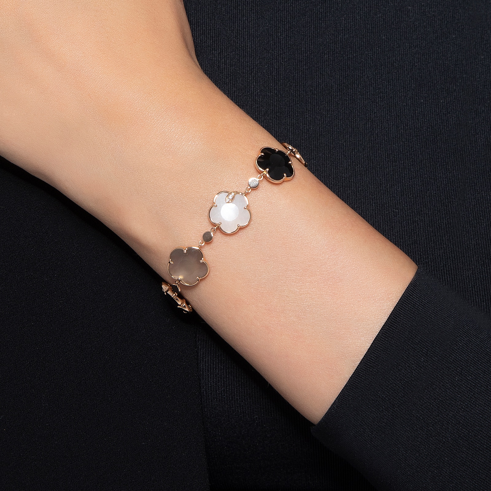 Pasquale Bruni Bouquet Lunaire Bracelet in 18ct Rose Gold with Multistones and White Diamonds