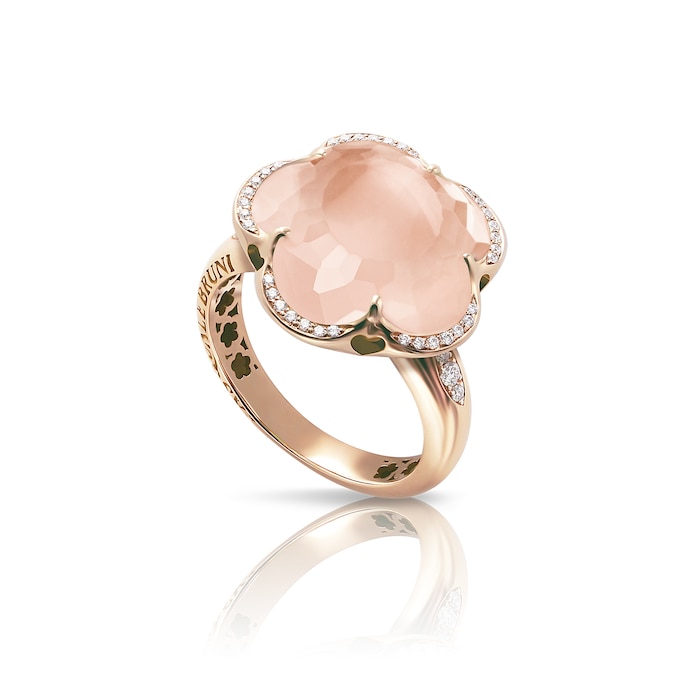 Pasquale Bruni Bon Ton Ring in 18k Rose Gold with Rose Quartz and Diamonds
