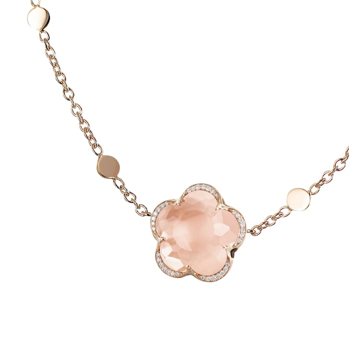 Pasquale Bruni Bon Ton Necklace in 18ct Rose Gold with Rose Quartz and Diamonds