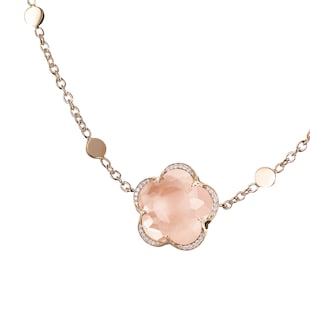 Pasquale Bruni Bon Ton Necklace in 18ct Rose Gold with Rose Quartz and Diamonds