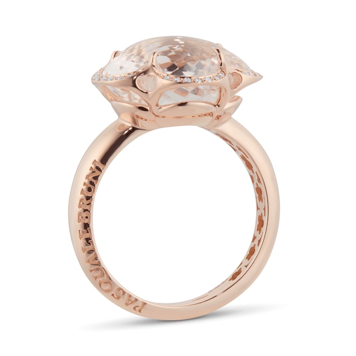 Pasquale Bruni Bon Ton Ring in 18ct Rose Gold with Rock Crystal, White and Champagne Diamonds