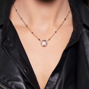 Pasquale Bruni Bon Ton Necklace in 18ct Rose Gold with Rock Crystal, White and Champagne Diamonds