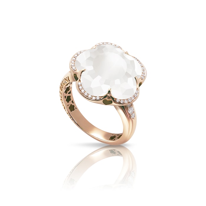 Pasquale Bruni Bon Ton Ring in 18ct Rose Gold with Rock Crystal, White and Champagne Diamonds