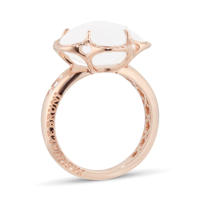 Pasquale Bruni Bon Ton Ring in 18ct Rose Gold with Rock Crystal, White and Champagne Diamonds