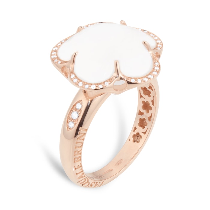 Pasquale Bruni Bon Ton Ring in 18ct Rose Gold with Rock Crystal, White and Champagne Diamonds