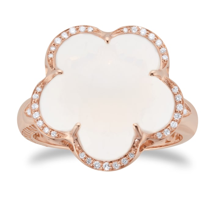 Pasquale Bruni Bon Ton Ring in 18ct Rose Gold with Rock Crystal, White and Champagne Diamonds