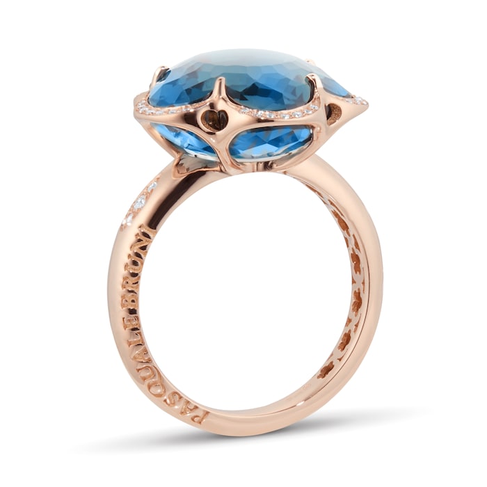 Pasquale Bruni Bon Ton Ring in 18ct Rose Gold with London Blue Topaz and Diamonds