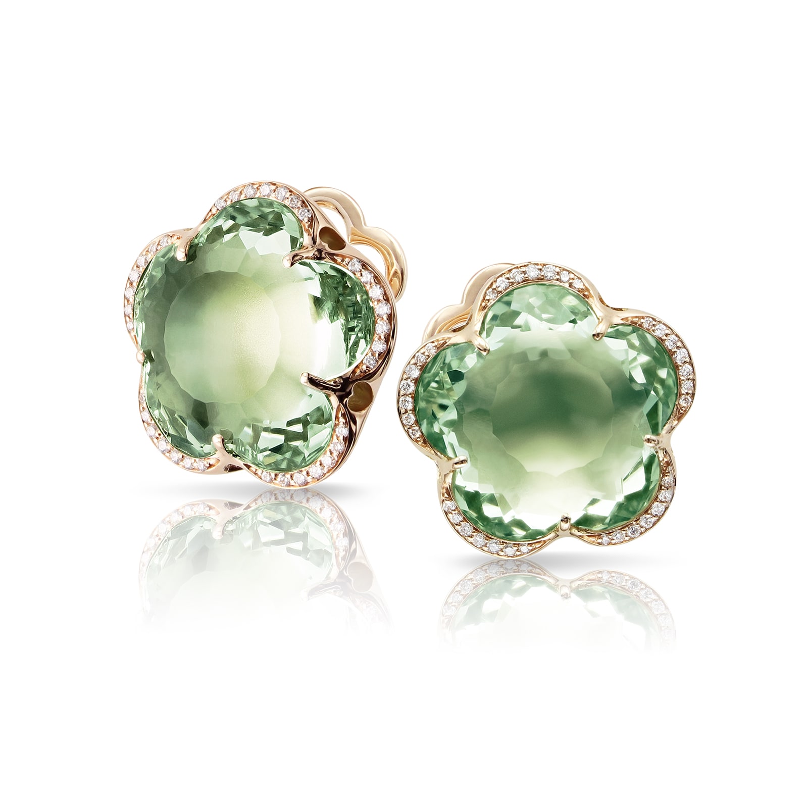 Pasquale Bruni Bon Ton Dolce Vita Stud Earrings in 18ct Rose Gold with Prasiolite and Diamonds Pasquale Bruni Bon Ton Dolce Vita Stud Earrings in 18ct Rose Gold with Prasiolite and Diamonds