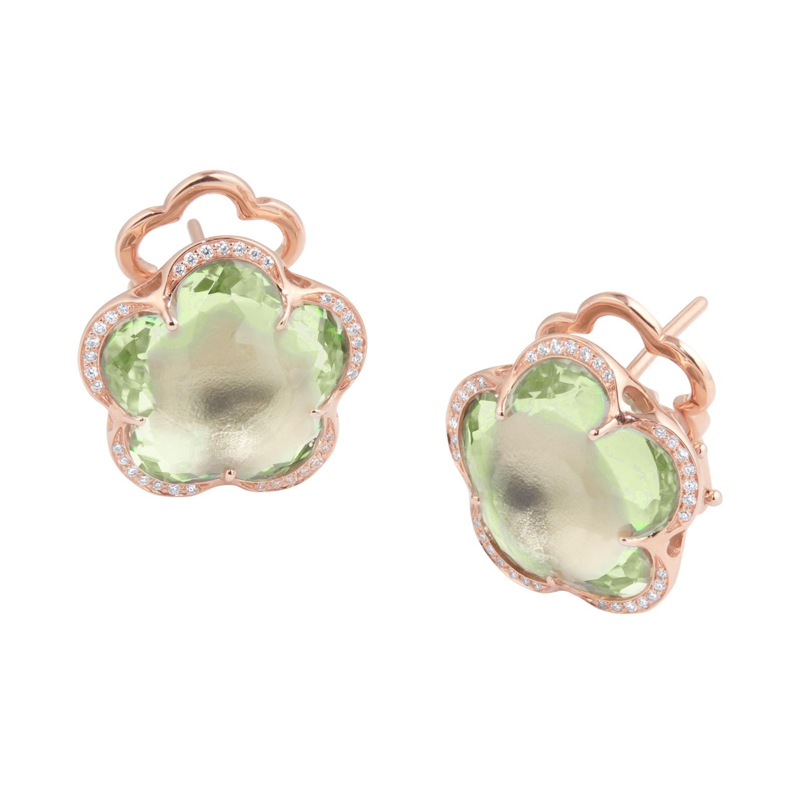 Pasquale Bruni Bon Ton Dolce Vita Stud Earrings in 18ct Rose Gold with Prasiolite and Diamonds Pasquale Bruni Bon Ton Dolce Vita Stud Earrings in 18ct Rose Gold with Prasiolite and Diamonds