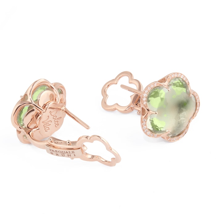 Pasquale Bruni Bon Ton Dolce Vita Stud Earrings in 18ct Rose Gold with Prasiolite and Diamonds