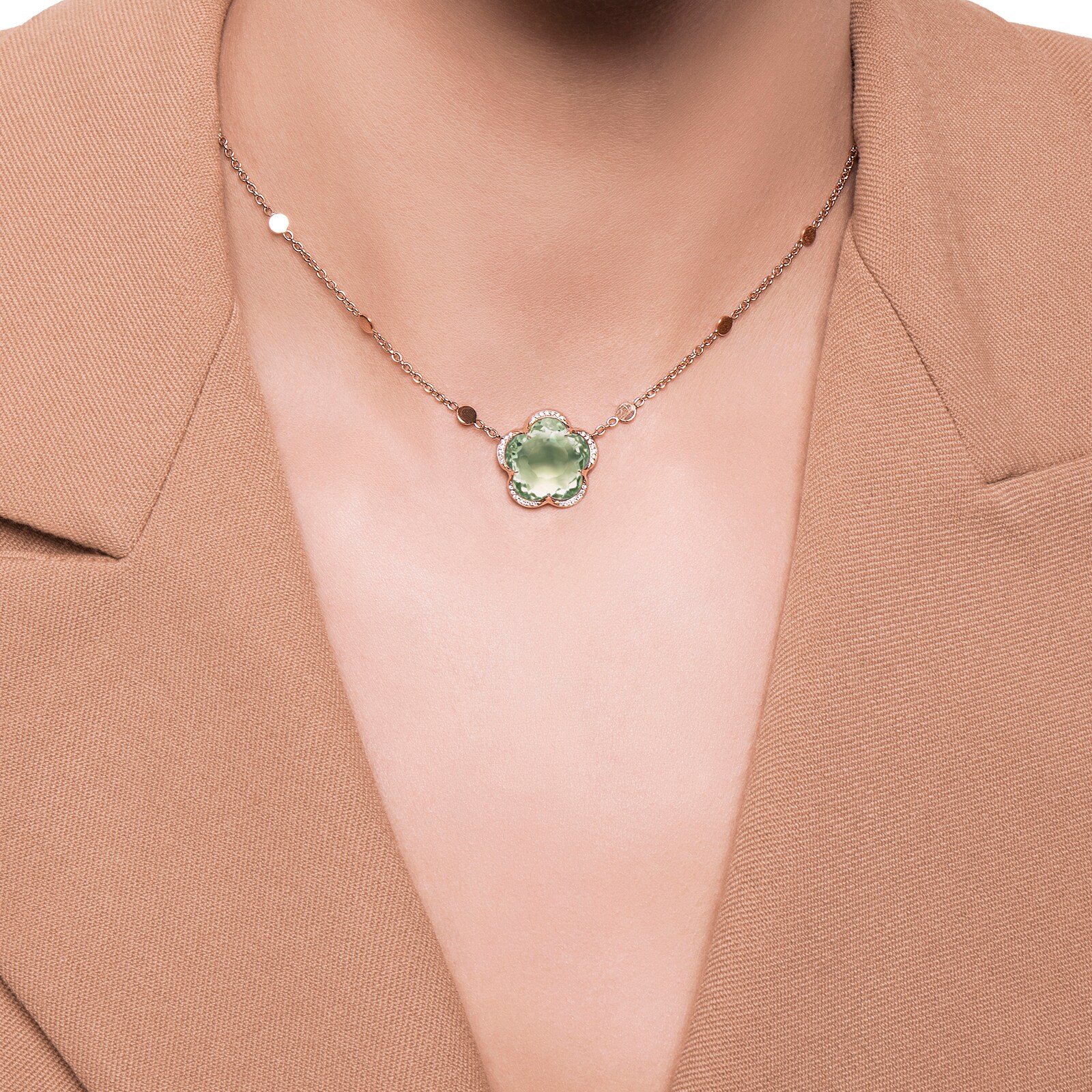 Pasquale Bruni Bon Ton Dolce Vita Necklace in 18ct Rose Gold with Prasiolite and Diamonds Pasquale Bruni Bon Ton Dolce Vita Necklace in 18ct Rose Gold with Prasiolite and Diamonds