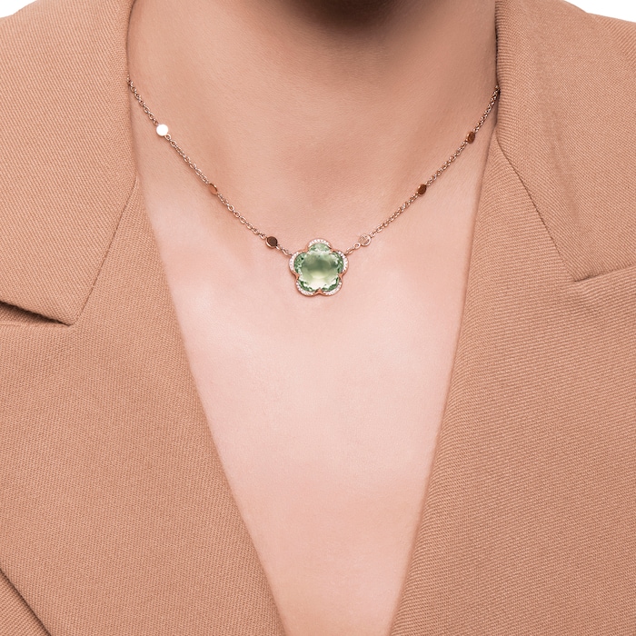 Pasquale Bruni Bon Ton Dolce Vita Necklace in 18ct Rose Gold with Prasiolite and Diamonds