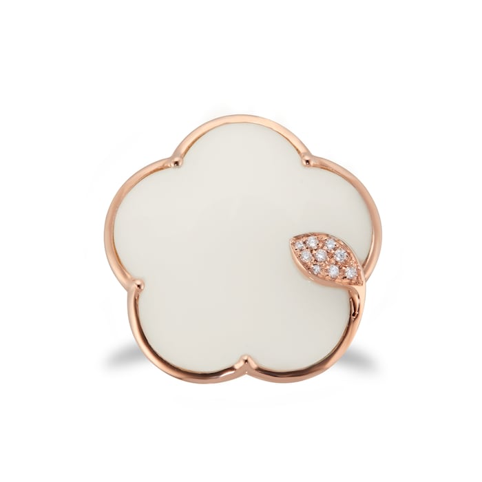 Pasquale Bruni Ton Joli Ring in 18ct Rose Gold with White Agate and Mother of Pearl doublet and Diamonds