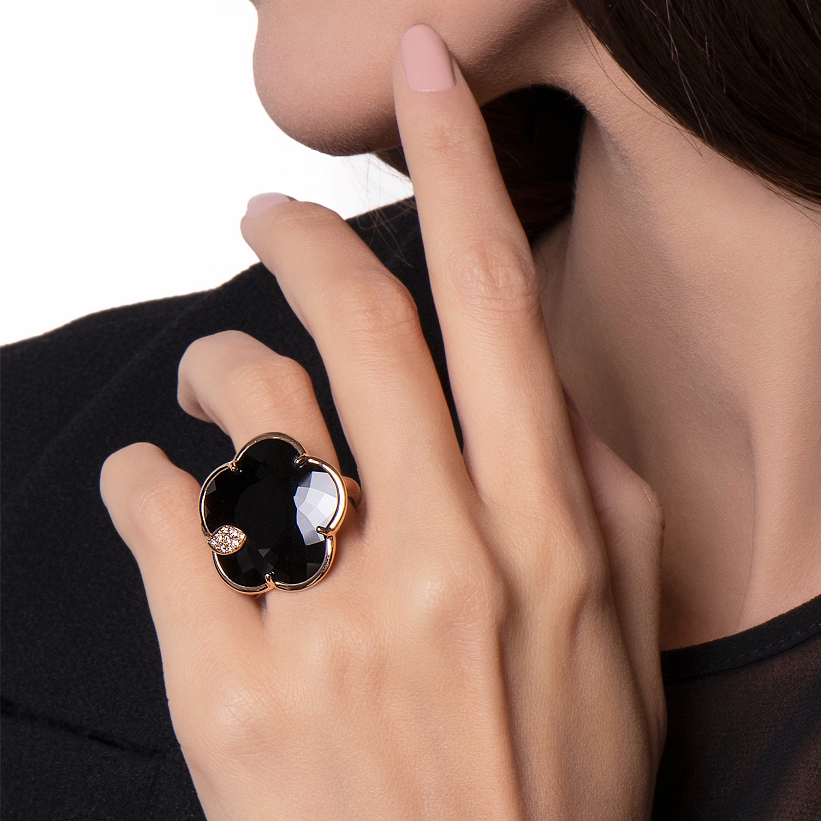 Pasquale Bruni Ton Joli Ring in 18ct Rose Gold with Onyx - Ring Size L