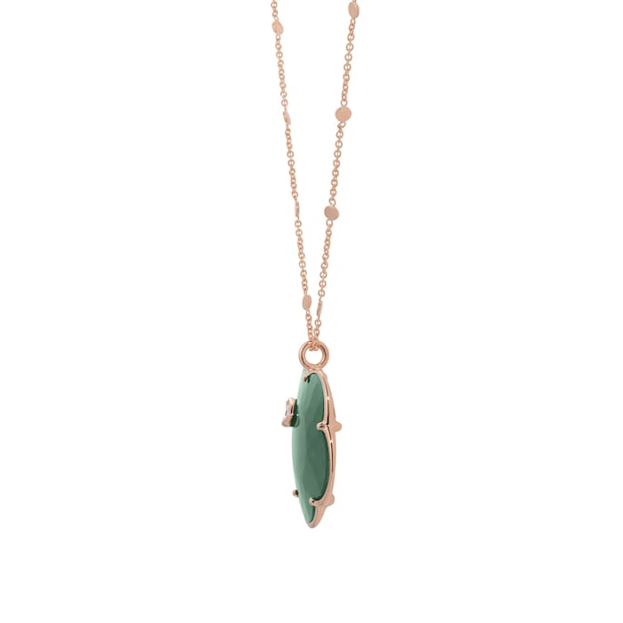 Pasquale Bruni Ton Joli Necklace in 18ct Rose Gold with Green Agate, White and Champagne Diamonds