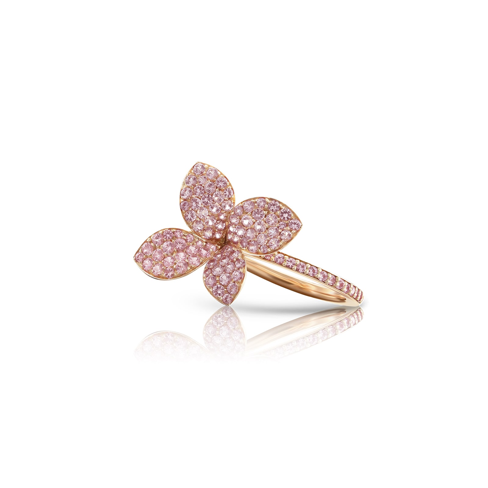 petit garden ring in 18ct rose gold with pink sapphires - ring size n