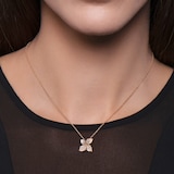 Pasquale Bruni Petit Garden Small Flower Necklace in 18ct Rose Gold with White and Champagne Diamonds