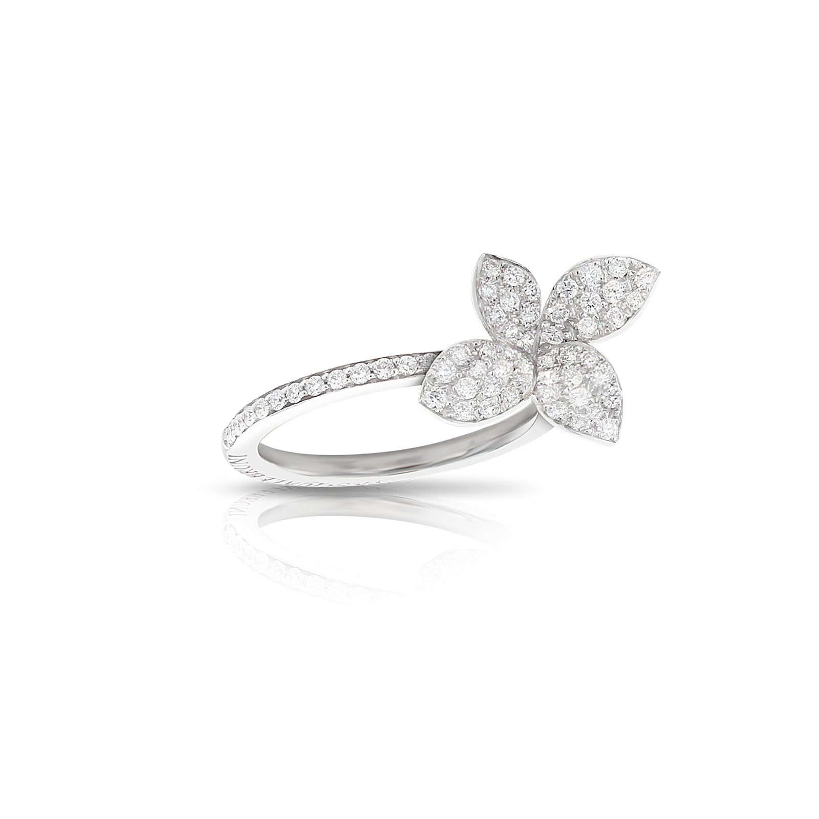 Petit Garden Small Flower Ring in 18ct White Gold with Diamonds - Ring Size M