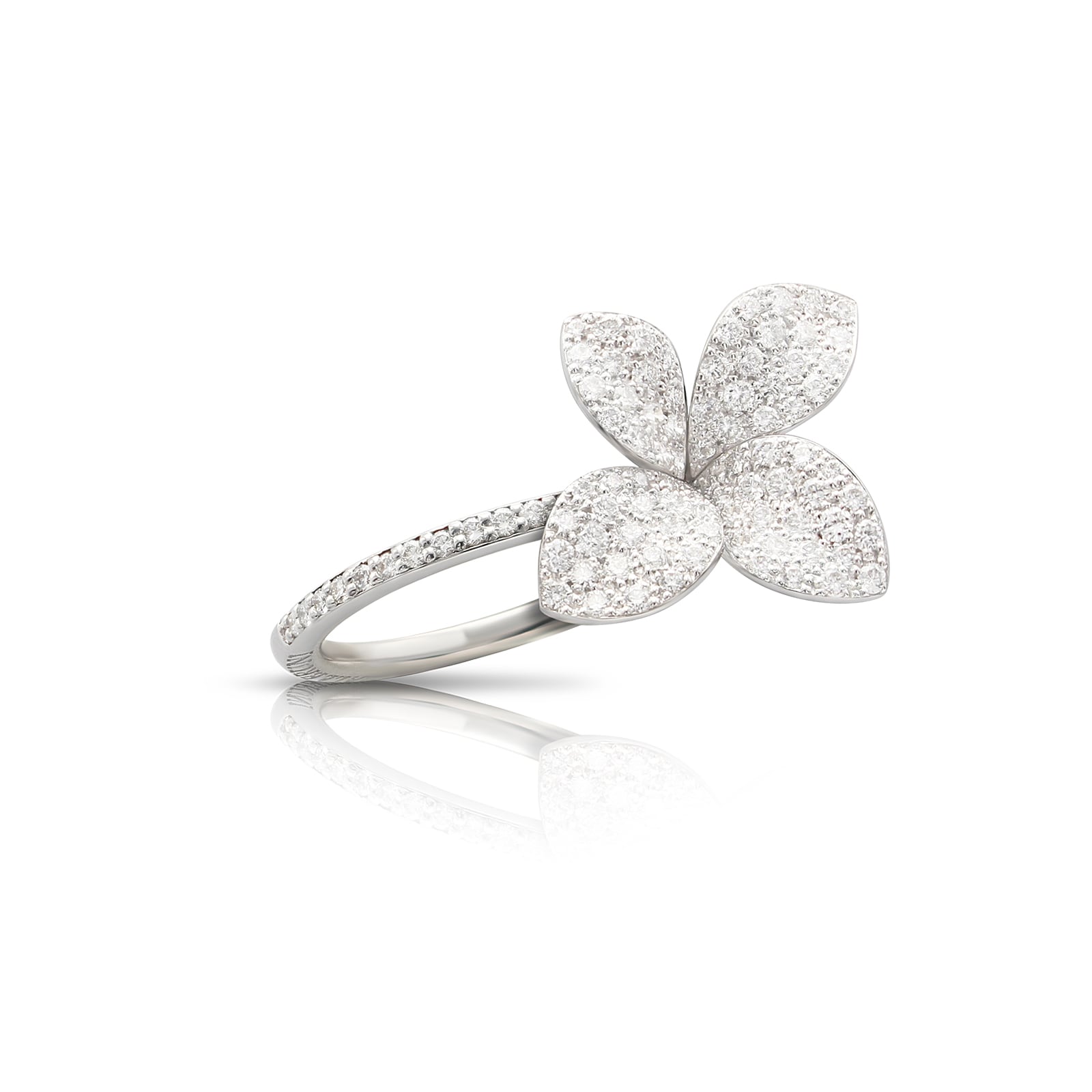 Petit Garden Medium Flower Ring in 18ct White Gold with Diamonds - Ring Size O