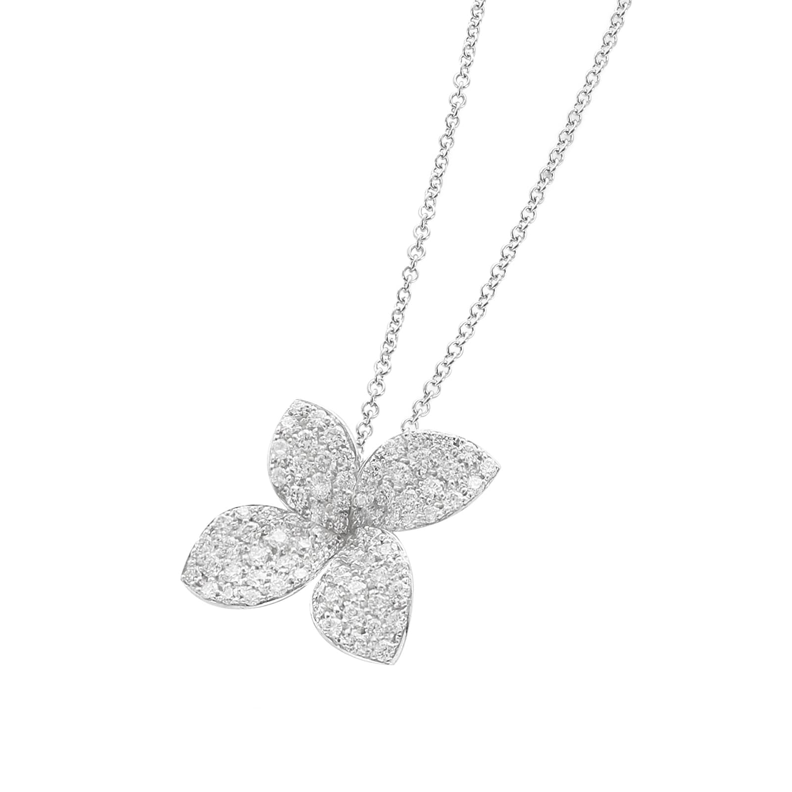Petit Garden Medium Flower Necklace in 18ct White Gold with Diamonds